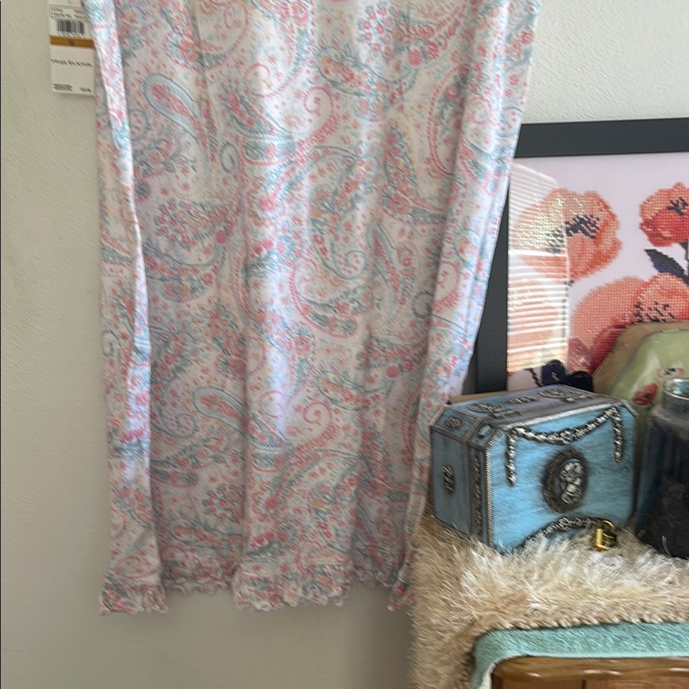 Miss Elaine Women's Paisley Nightgown - Pink and Blue - Picture 9 of 10